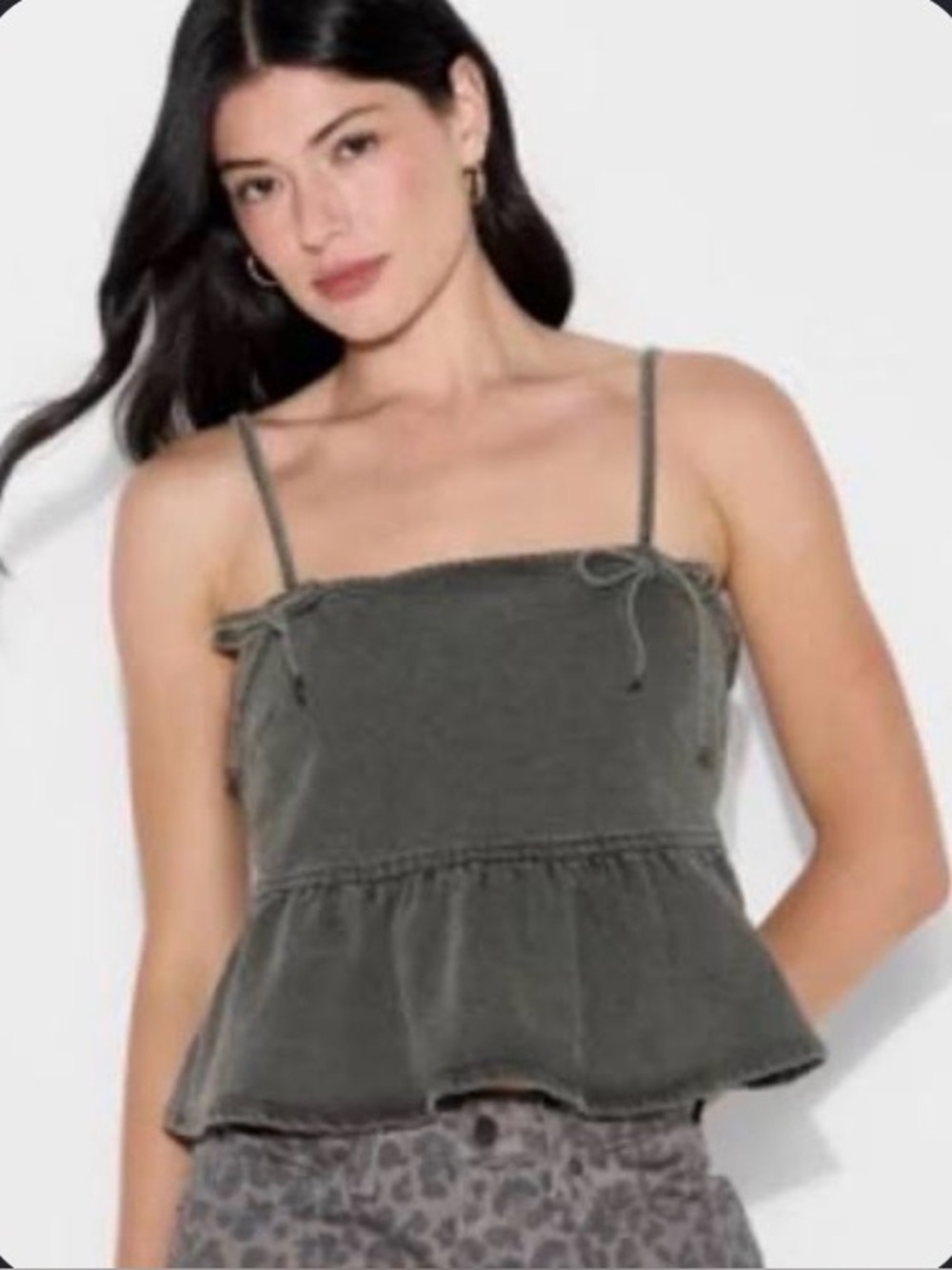 Wild Fable Black denim baby doll Peplum Camisole with Bow Straps